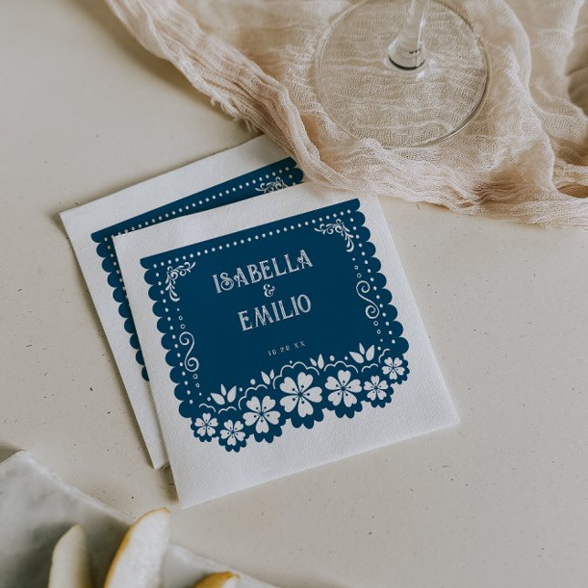 Dark Blue | Mexican Papel Picado Wedding Napkin (Creator Uploaded)