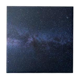 Dark Blue Milky Way Universe Stars Pattern Tile