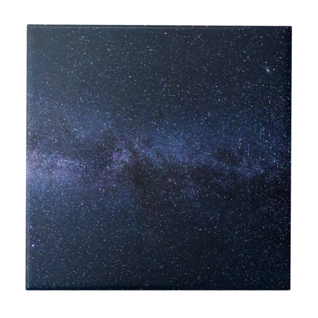 Dark Blue Milky Way Universe Stars Pattern Tile (Front)