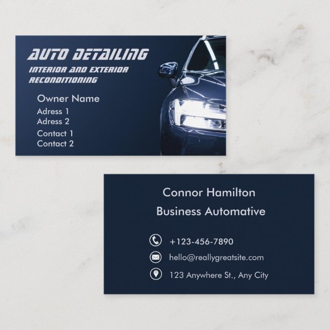Dark Blue Modern Business Card (Front/Back)