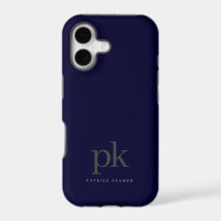 Dark Blue Modern Minimalist Simple Monogram