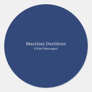 Dark Blue Modern Minimalist Simple Serif Font Classic Round Sticker