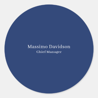 Dark Blue Modern Minimalist Simple Serif Font Classic Round Sticker