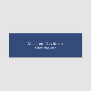 Dark Blue Modern Minimalist Simple Serif Font Name Tag