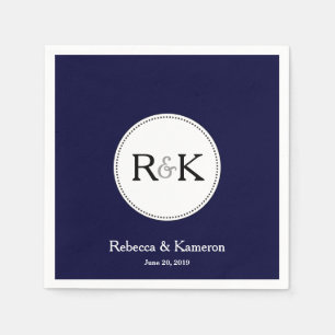 Dark Blue Monogrammed Wedding Napkin