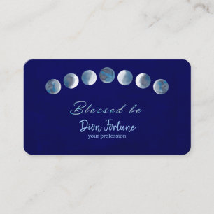 Dark Blue Moon Phases Blessed Be Business Card