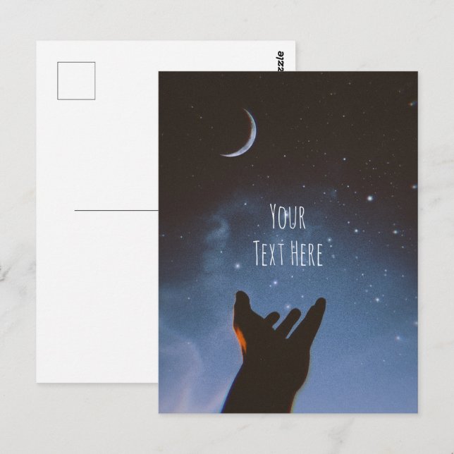 Dark blue moon space sky with stars postcard (Front/Back)