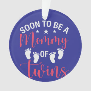 Dark Blue Mum to Be of Twins Ornament