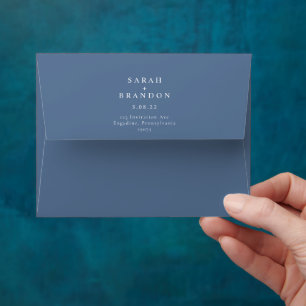 Dark Blue Name Adress Wedding Envelope