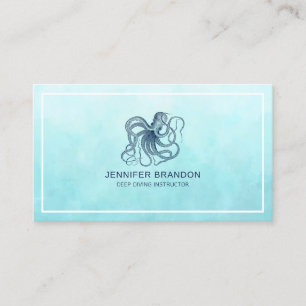 Dark-blue nautical octopus business card