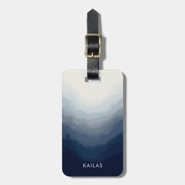 Dark Blue Navy Ink Luggage Tag (Front Vertical)