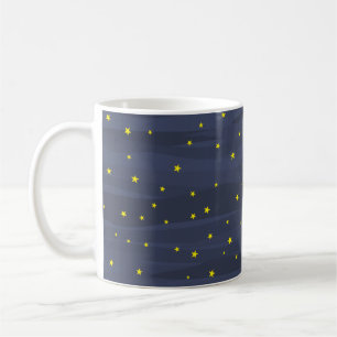 Dark Blue Night Sky - Stars Seamless Pattern Coffee Mug