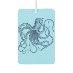 Dark-blue octopus illustration nautical design car air freshener