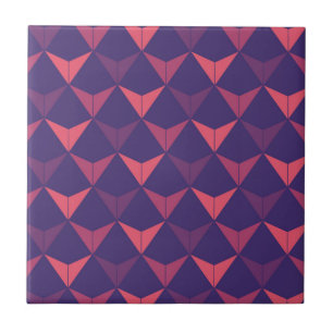 Dark Blue Orange Geometric Triangle Pattern Tile