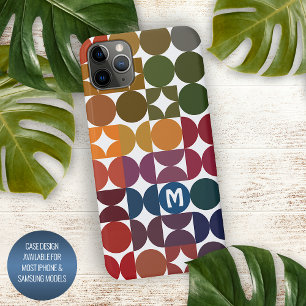 Dark Blue Orange Red Green Midcentury Art Pattern iPhone 15 Pro Max Case