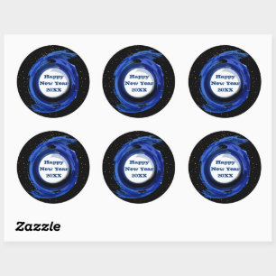 Dark Blue Painted on Night, Happy New Year 20xx Classic Round Sticker