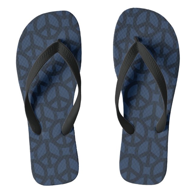 Dark Blue Peace Sign Flip Flops (Footbed)
