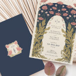 Dark Blue Pink Wedding Vintage Art Nouveau Floral Invitation<br><div class="desc">Step back in time and let your guests immerse themselves in the exquisite elegance of this Art Nouveau and Art Deco-inspired wedding invitation. Crafted with delicate attention to the detailed embellishments characteristic of these timeless periods, these vintage-themed florals are a statement of refined sophistication. A harmonious colour palette of Navy...</div>
