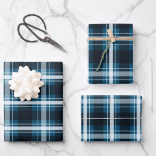 Dark Blue Plaid Wrapping Paper Sheet