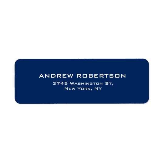 Dark Blue Plain Elegant Contemporary Unique Return Address Label