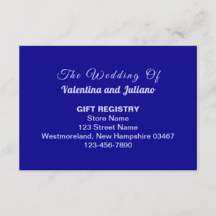 Dark Blue Plain Text Wedding Gift Registry Enclosure Card