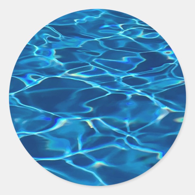 Dark Blue Pool Water  Classic Round Sticker (Front)