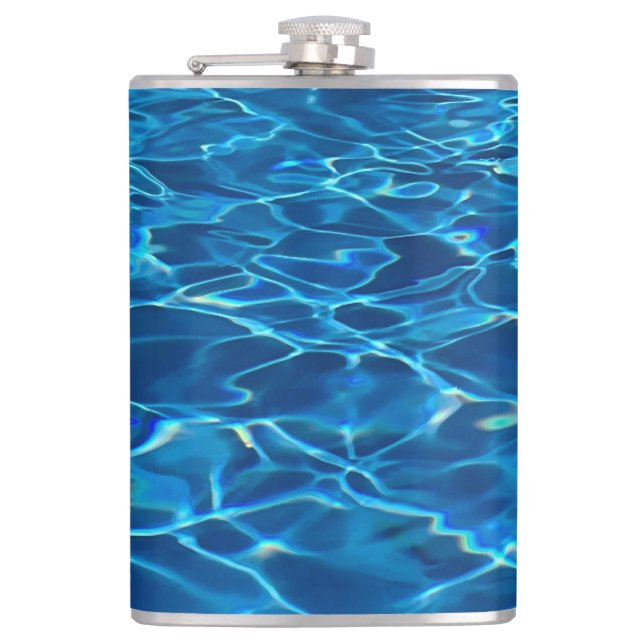 Dark Blue Pool Water  Hip Flask (Front)