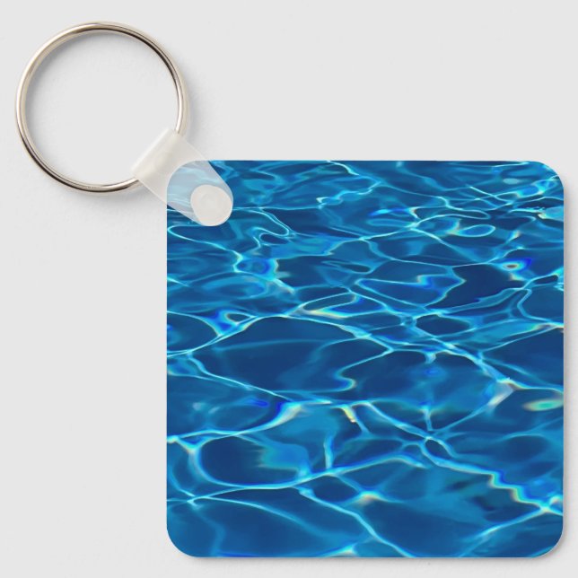 Dark Blue Pool Water  Key Ring (Front)