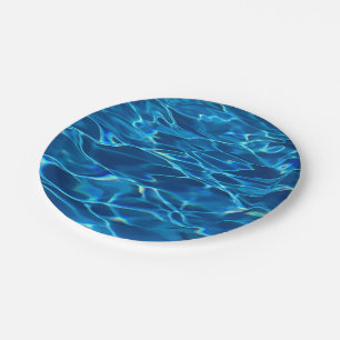 Dark Blue Pool Water Paper Plate