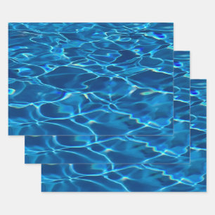 Dark Blue Pool Water Wrapping Paper Sheet