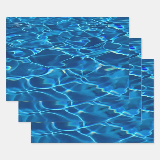 Dark Blue Pool Water  Wrapping Paper Sheet (Set)