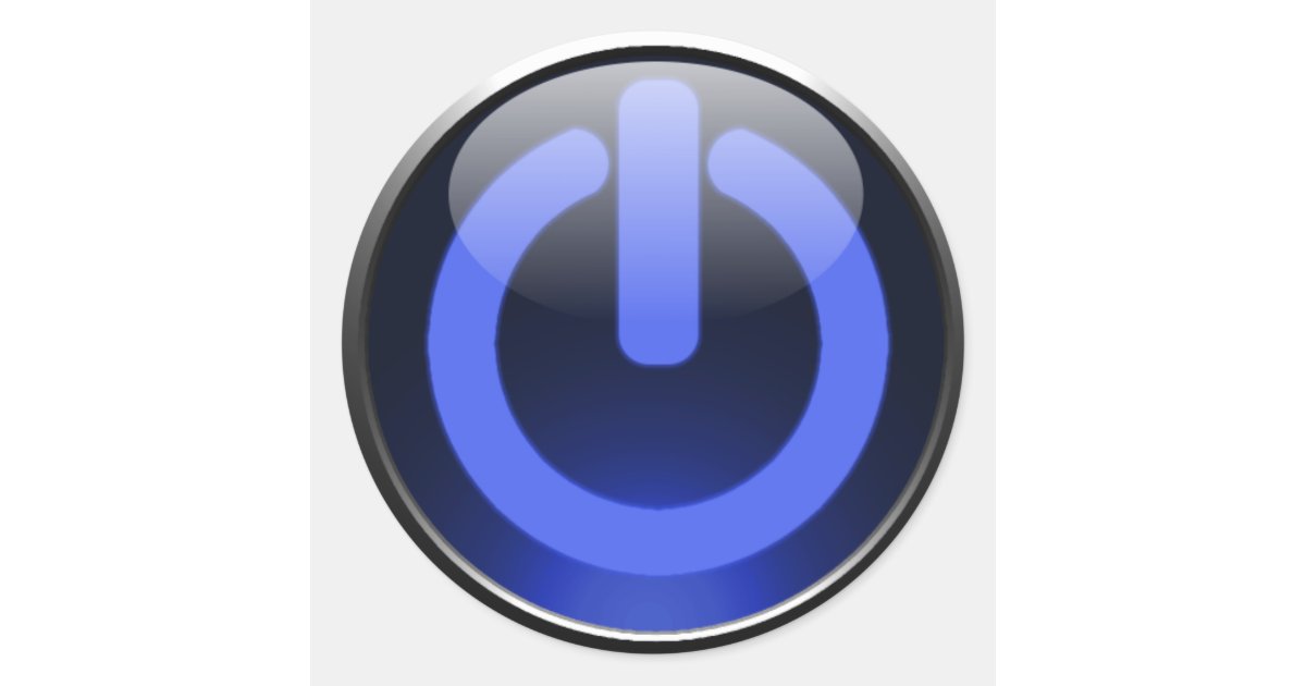 Dark Blue Power Button Sticker Zazzle.co.uk