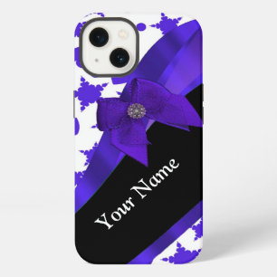 Dark blue pretty girly pattern personalised iPhone 13 case