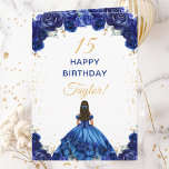 Dark Blue Princess Floral Happy Birthday Card<br><div class="desc">This elegant and glamourous birthday card can be personalised with a name or title such as daughter, granddaughter, niece, friend etc. The design features a beautiful princess with dark hair in a dark blue ball gown. The text combines handwritten script and modern sans serif fonts for a classy and sophisticated...</div>