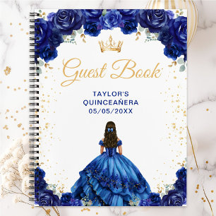 Dark Blue Princess Quinceañera Guest Book