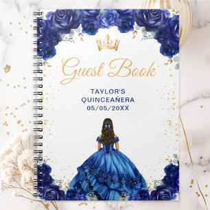 Dark Blue Princess Quinceañera Guest Book
