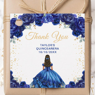 Dark Blue Princess Quinceañera Thank You Favour Tags
