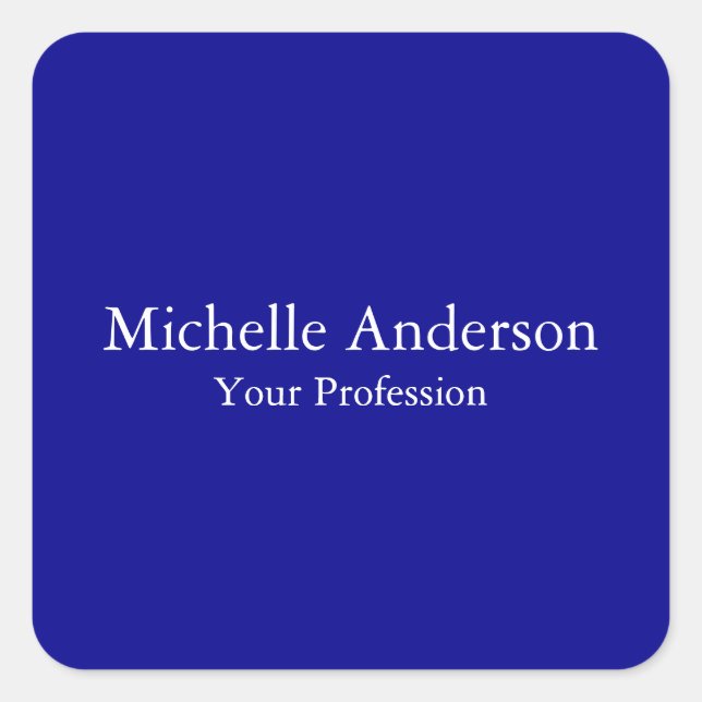 Dark Blue Professional Minimalist Modern Plain Square Sticker (Front)