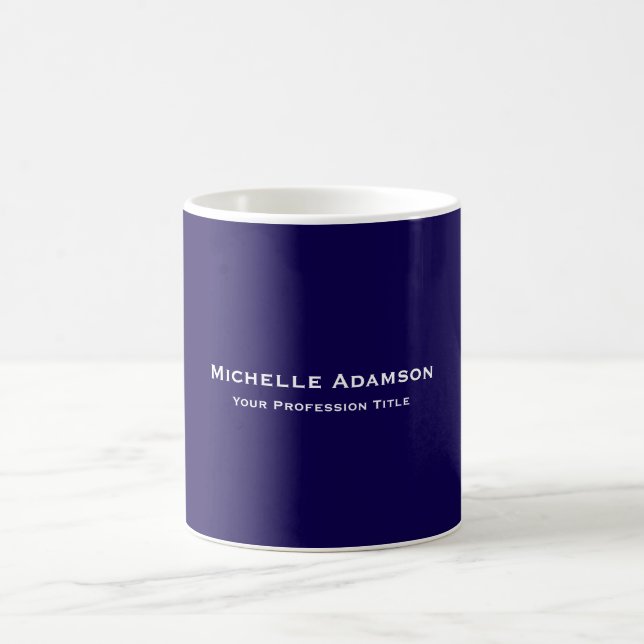 Dark Blue Professional Plain Modern Coffee Mug (Center)