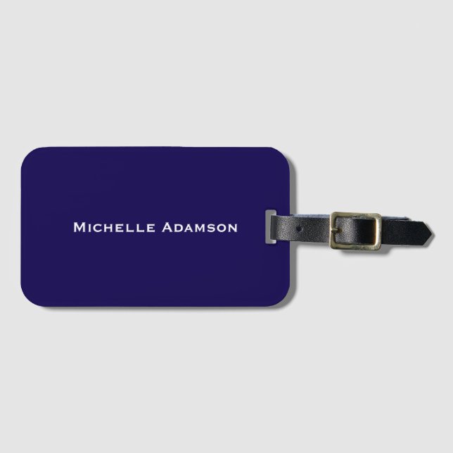 Dark Blue Professional Plain Modern Luggage Tag (Front Horizontal)