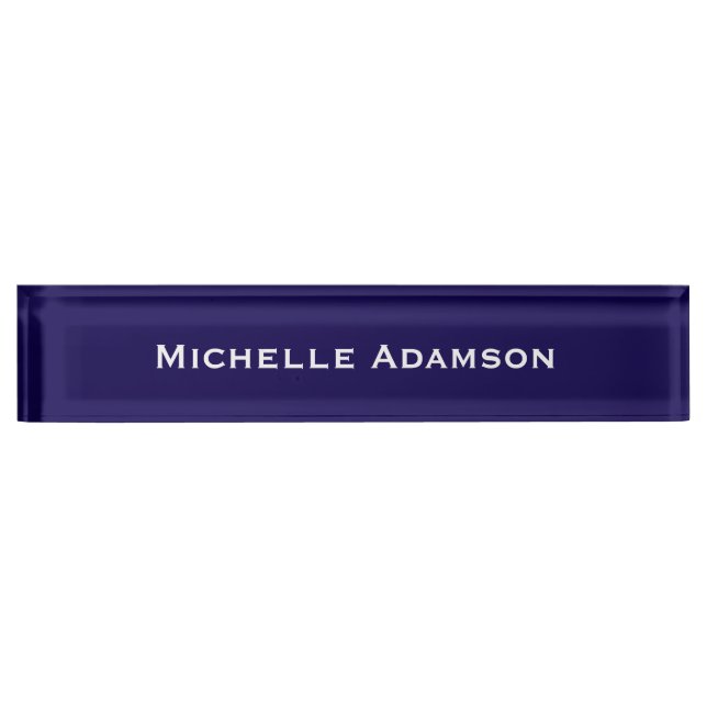 Dark Blue Professional Plain Modern Nameplate (Front)