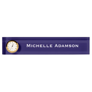 Dark Blue Professional Plain Modern Nameplate
