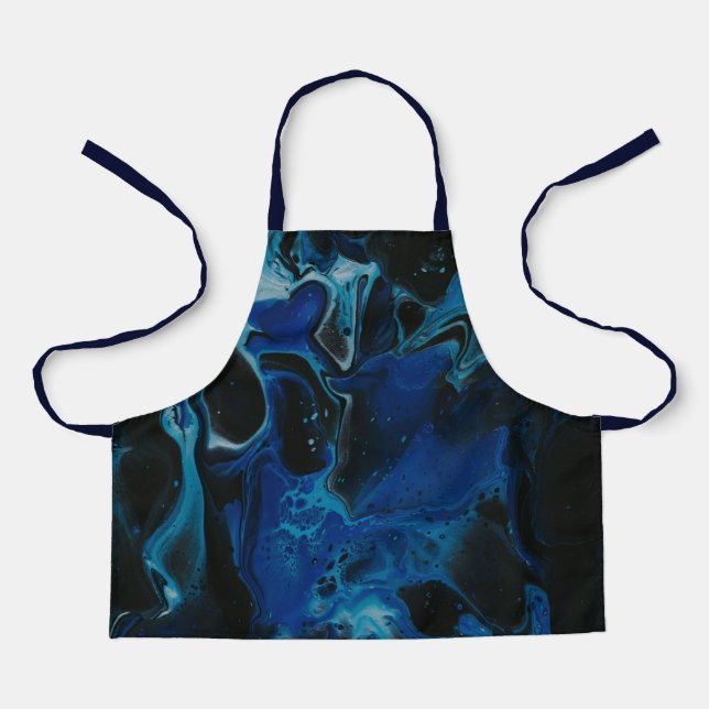 Dark blue psychedelic liquid apron (Front)