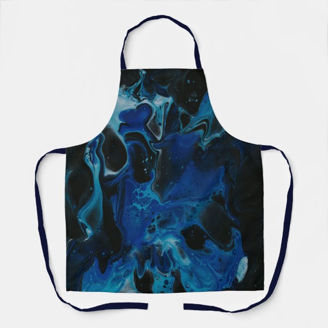 Dark blue psychedelic liquid apron (Front)
