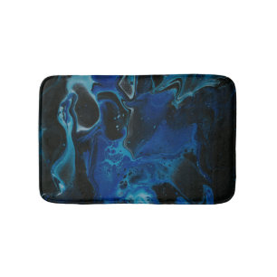 Dark blue psychedelic liquid bath mat