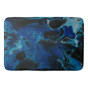 Dark blue psychedelic liquid bath mat