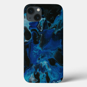 Dark blue psychedelic liquid iPhone 13 case