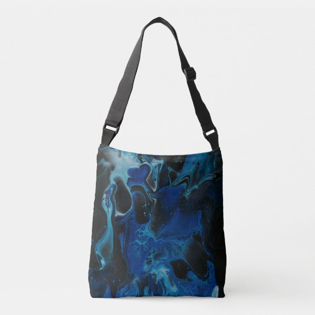 Dark blue psychedelic liquid crossbody bag (Front)