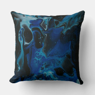 Dark blue psychedelic liquid cushion
