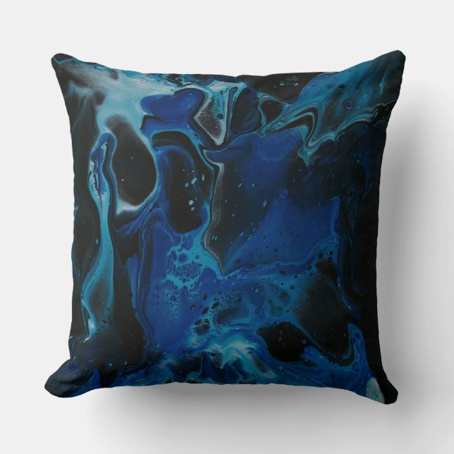 Dark blue psychedelic liquid cushion (Front)